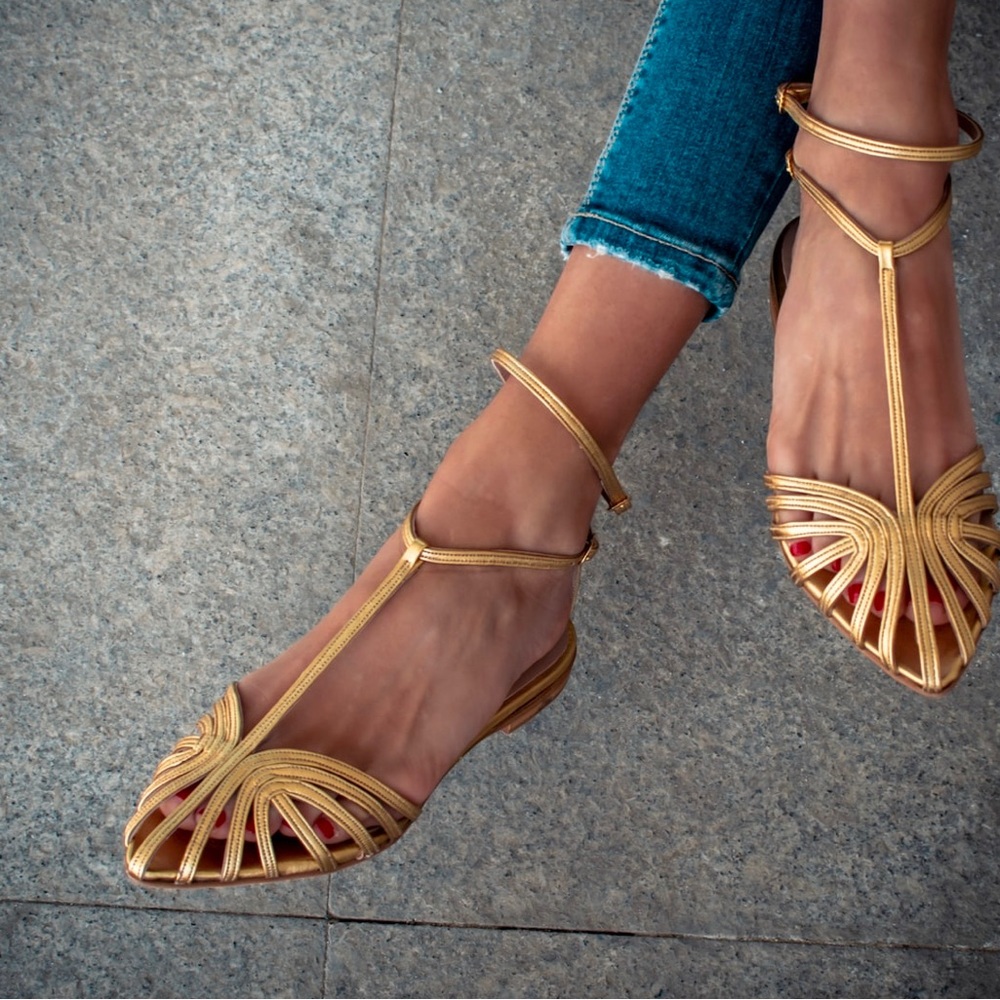 *New* Leather Strappy Ballet Flat, Handcrafted in Greece